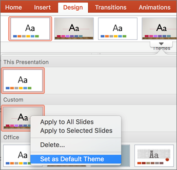 change slide template in powerpoint for mac